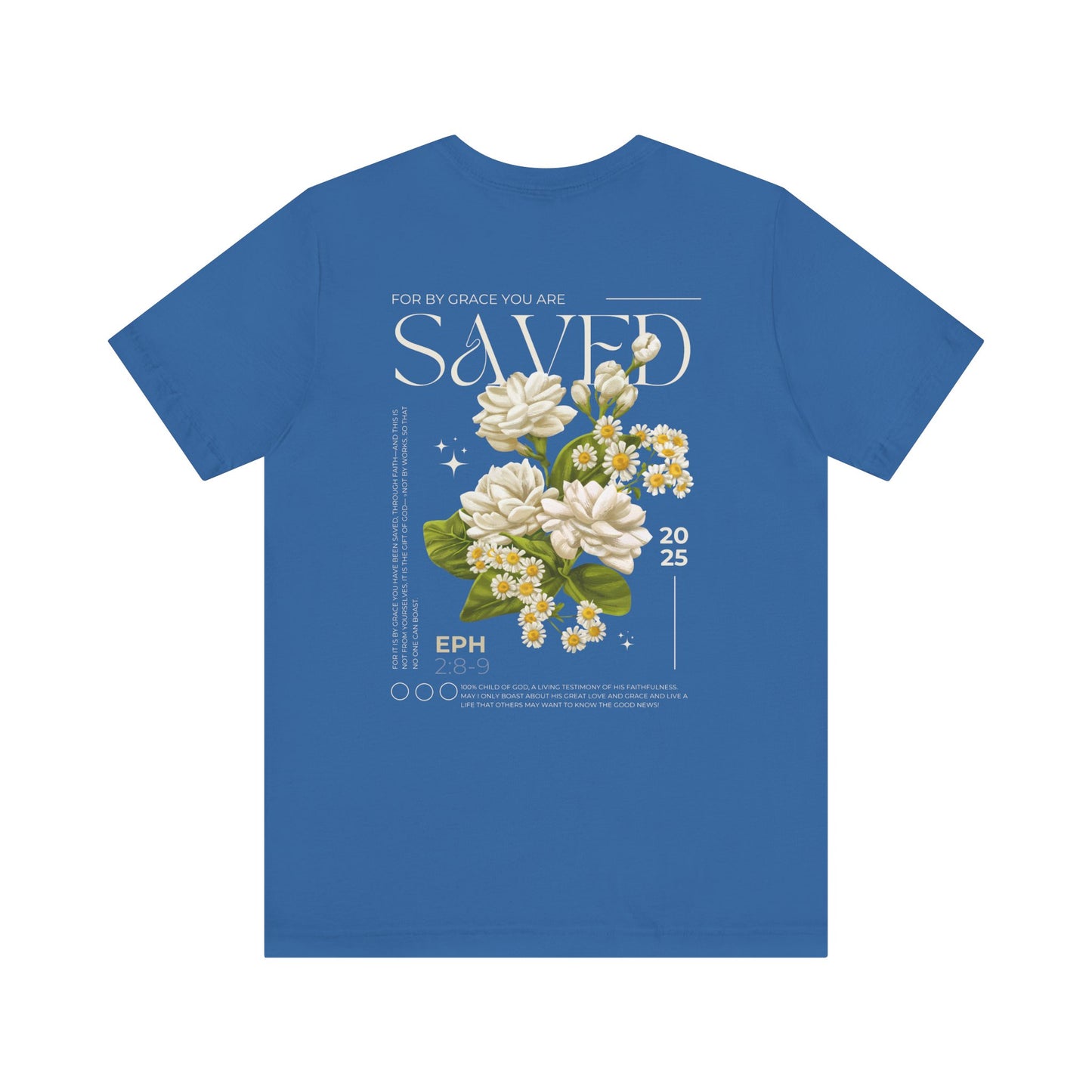 Floral Scripture T-Shirt - 'Saved' Design - Unisex Jersey Tee