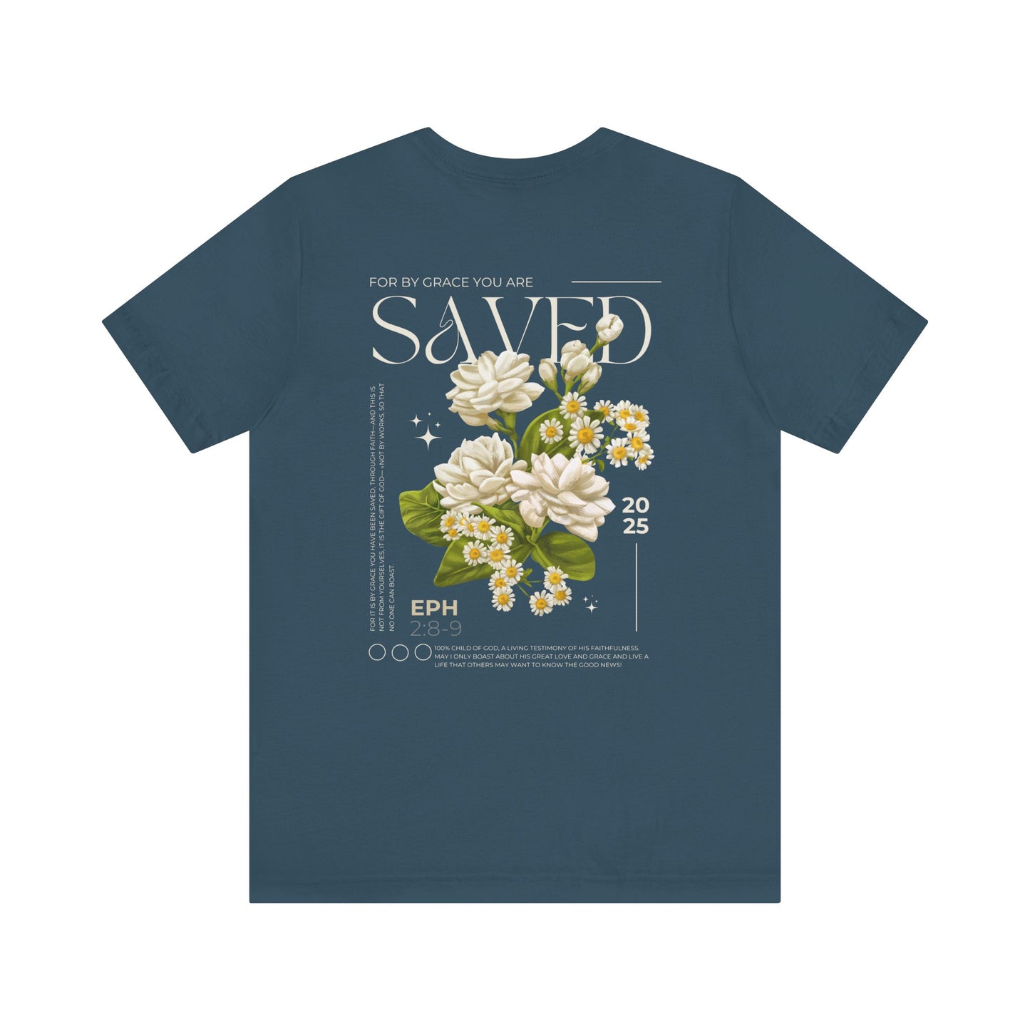 Floral Scripture T-Shirt - 'Saved' Design - Unisex Jersey Tee