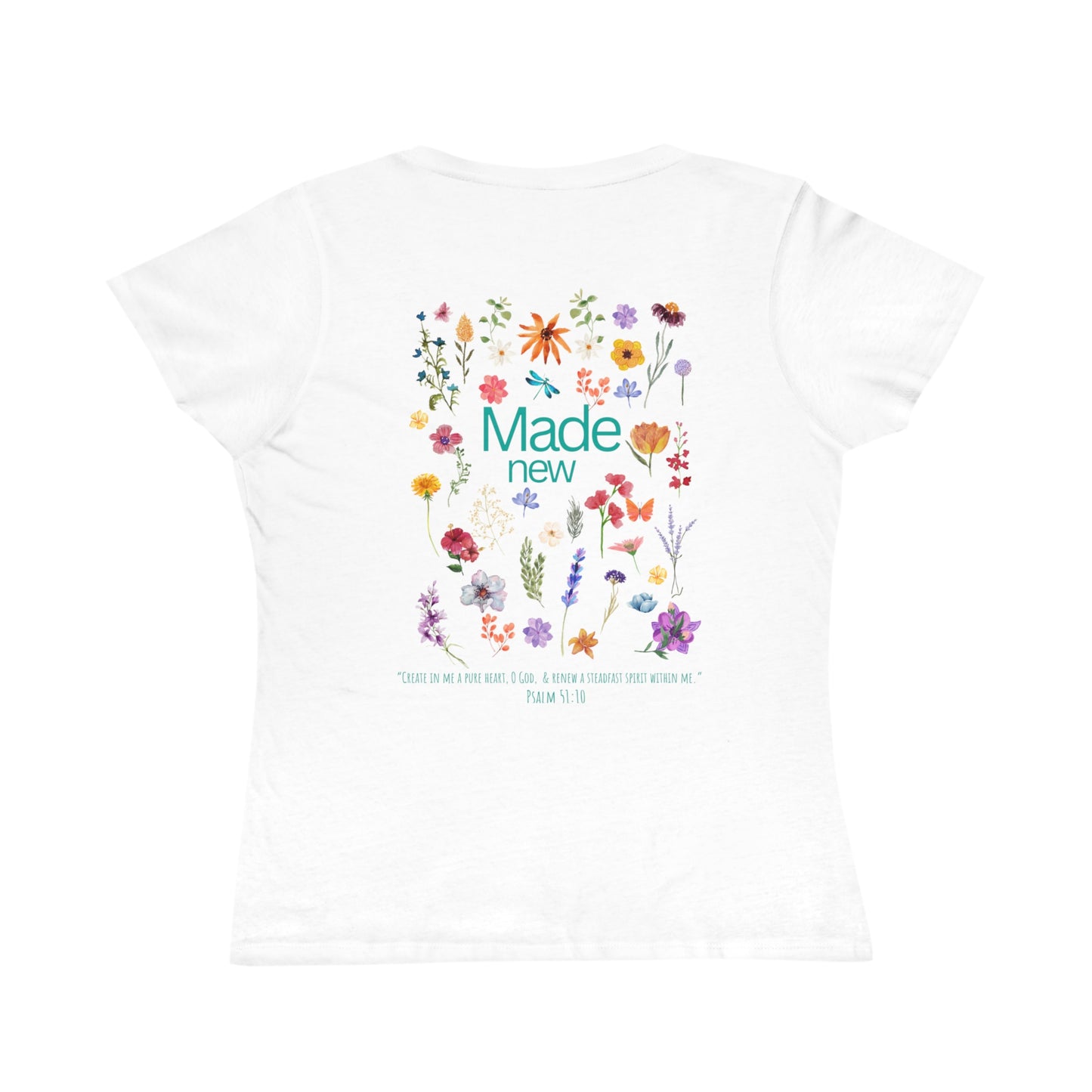 Floral Quote Organic Women's Classic T-Shirt - Made New, Psalm 51:10