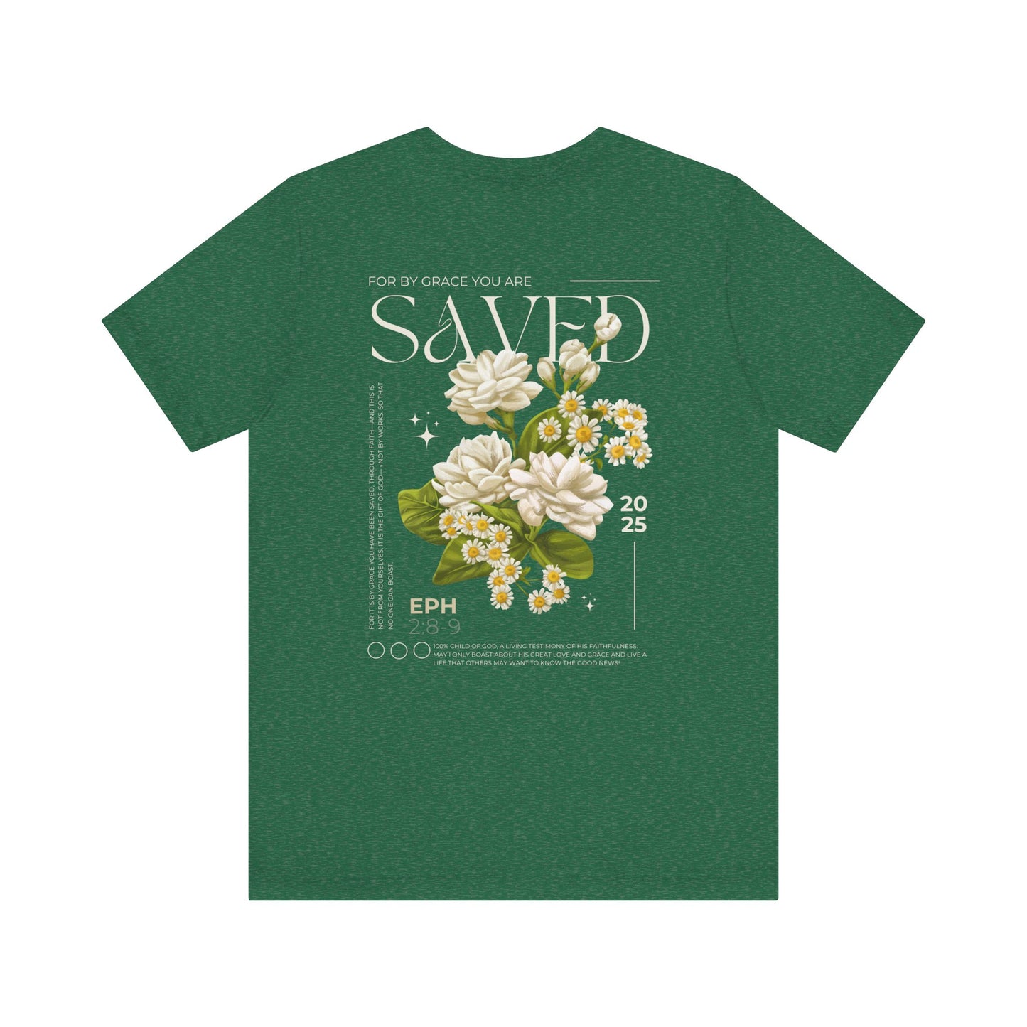 Floral Scripture T-Shirt - 'Saved' Design - Unisex Jersey Tee