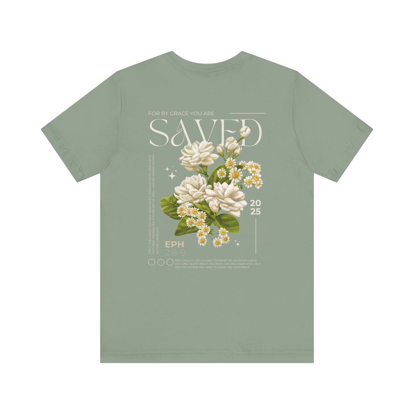 Floral Scripture T-Shirt - 'Saved' Design - Unisex Jersey Tee