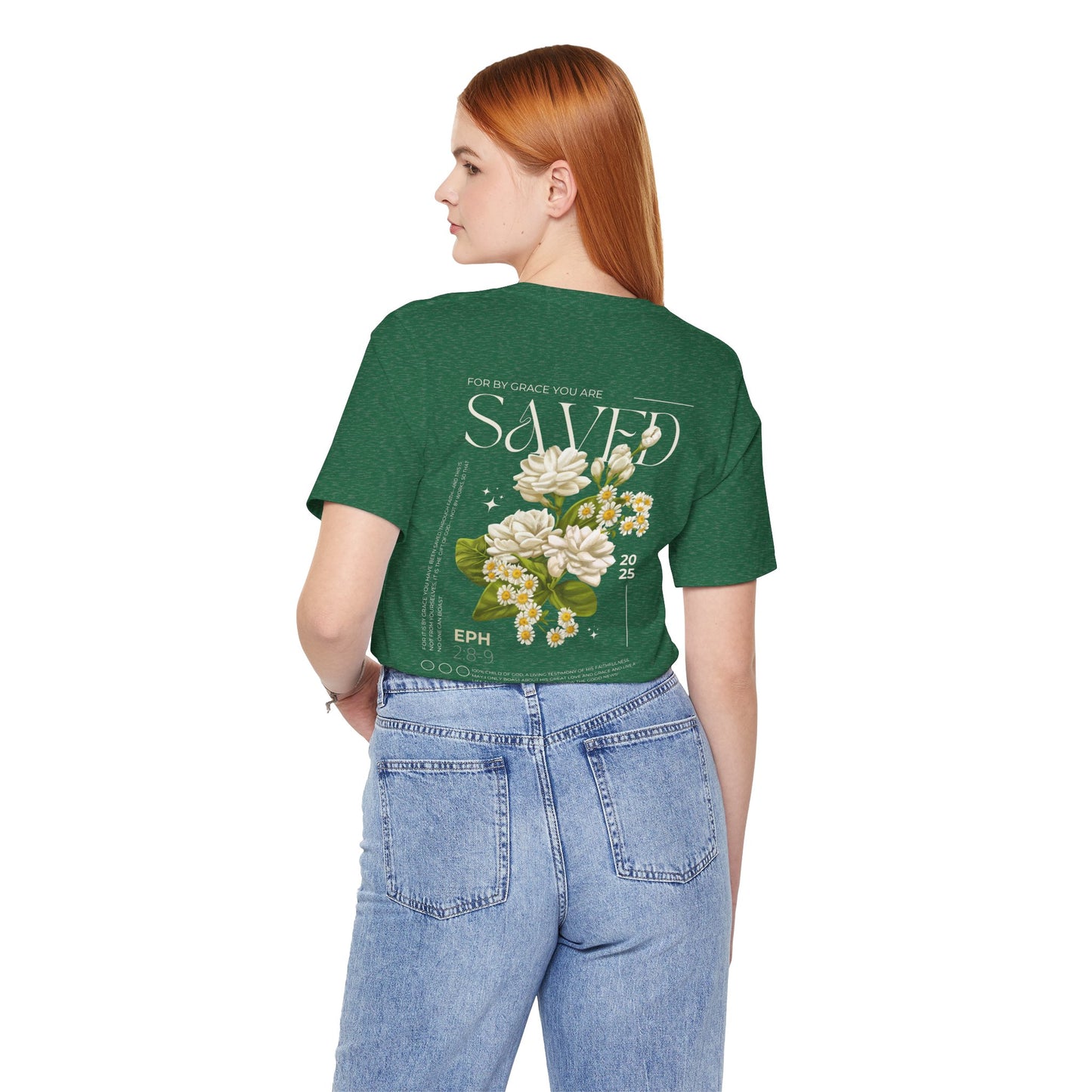Floral Scripture T-Shirt - 'Saved' Design - Unisex Jersey Tee