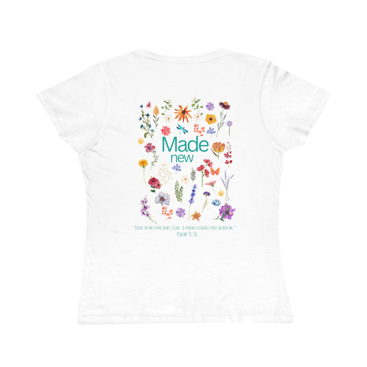 Floral Quote Organic Women's Classic T-Shirt - Made New, Psalm 51:10