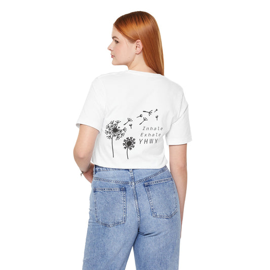 Inhale Exhale Graphic Tee - Unisex White Jersey T-Shirt for Mindfulness and Relaxation