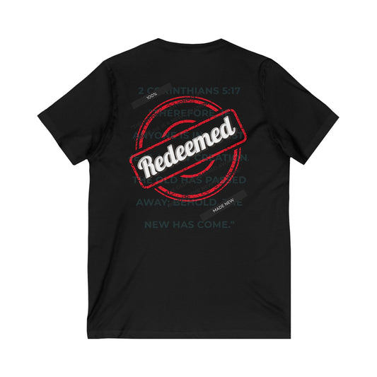 Inspirational V-Neck Tee - '222 Redeem' Design