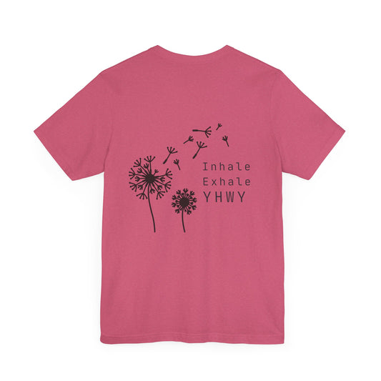 Inhale Exhale Graphic Tee - Unisex White Jersey T-Shirt for Mindfulness and Relaxation