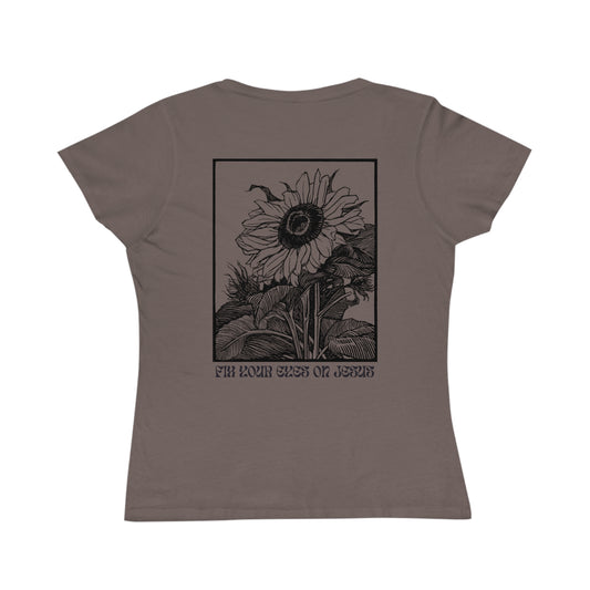 Organic Women's T-Shirt, Vintage Floral Tee, Casual Wear, Eco-Friendly Fashion, Gift for Her, Botanical Art